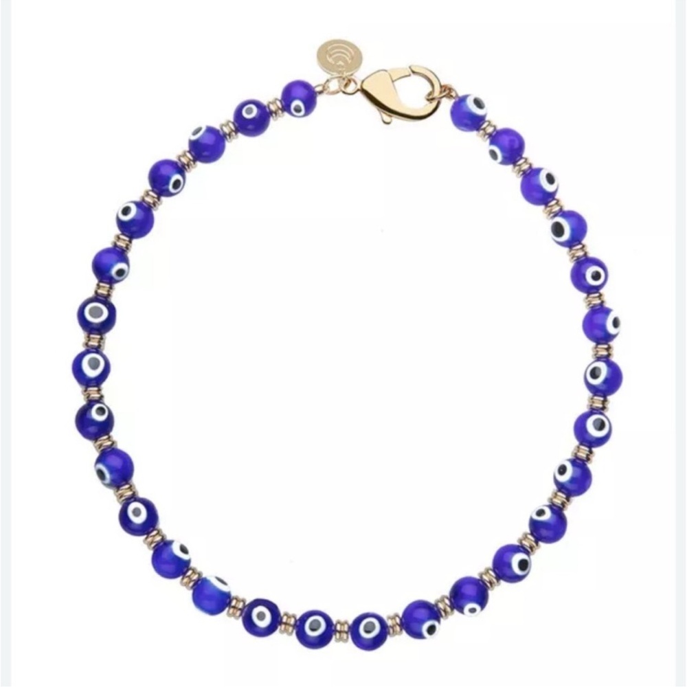 Elegant Evil Eye Necklace in Blue and Gold